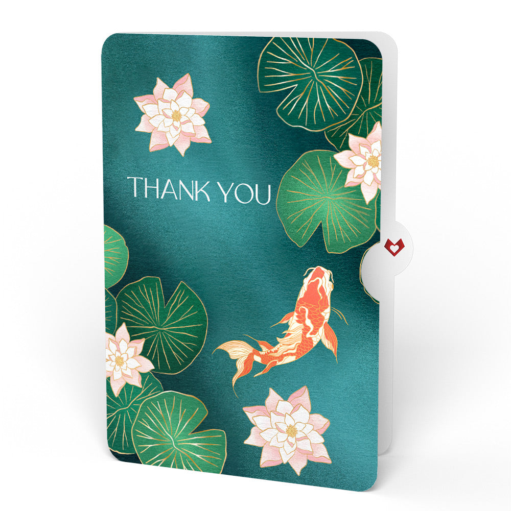 Koi Fish and Lotus Pond Thank You Pop-Up Card and Sentiment Set