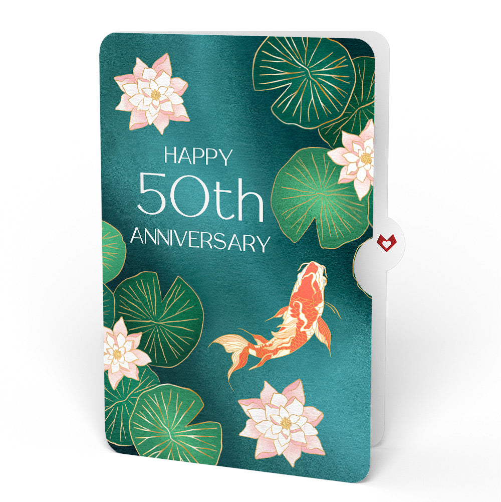 Koi Fish and Lotus Pond 50th Anniversary Pop-Up Card and Sentiment Set