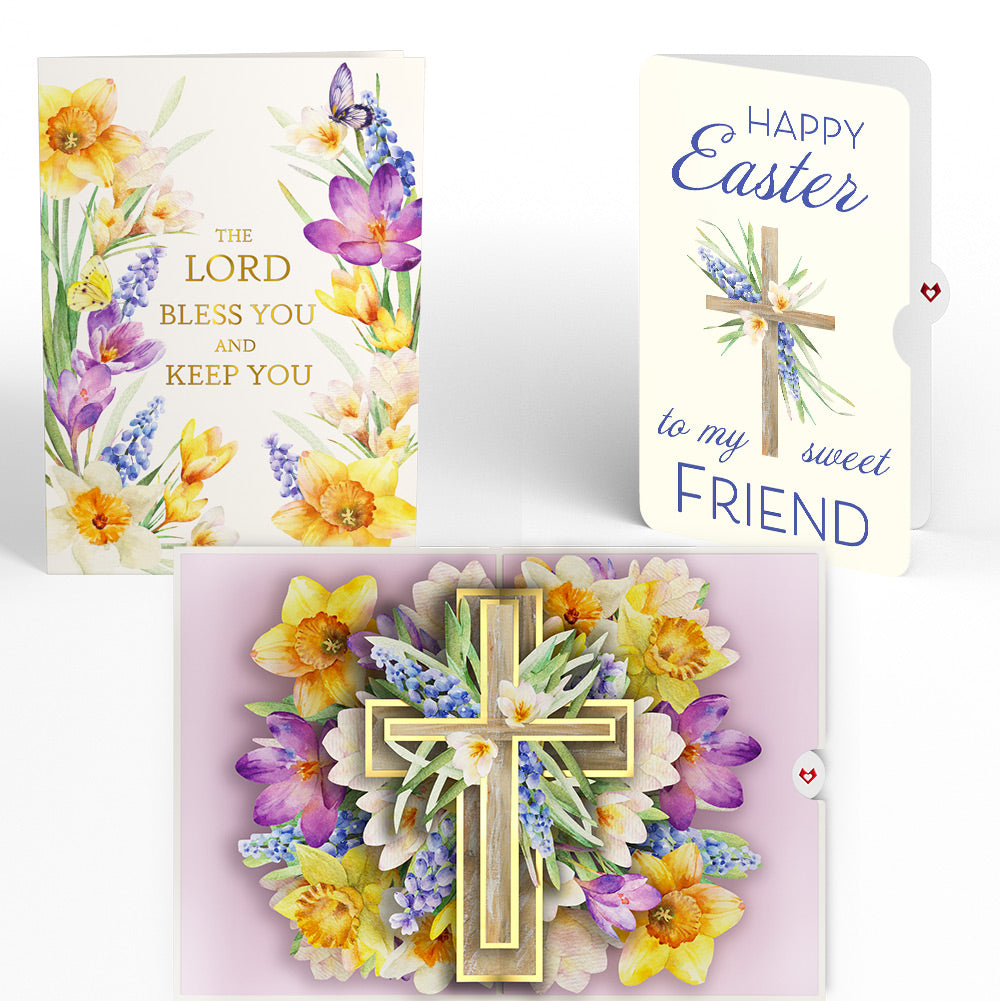 The Lord Bless You Floral Cross Easter Pop-Up Card and Sentiment Set for Friend