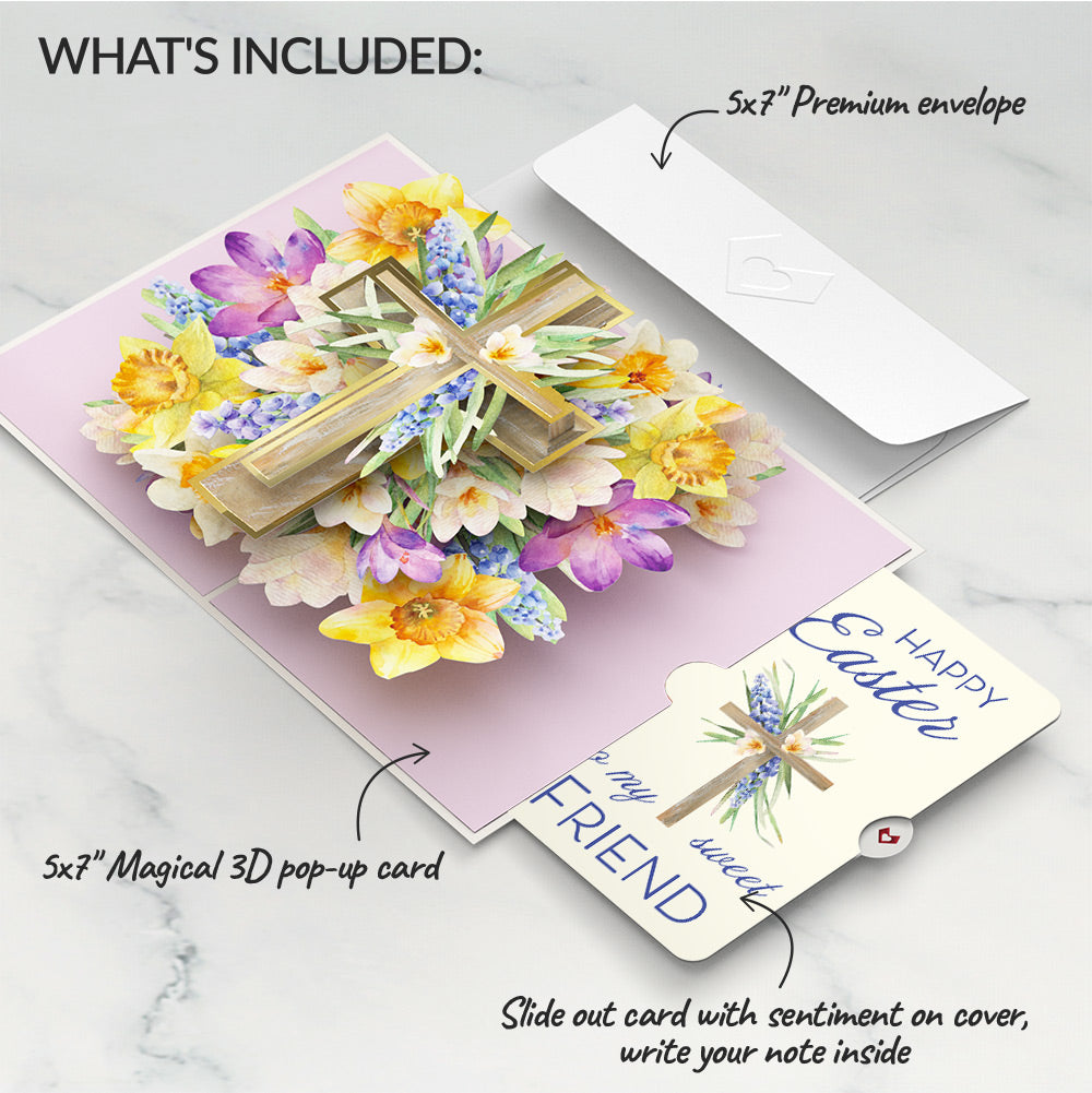 The Lord Bless You Floral Cross Easter Pop-Up Card and Sentiment Set for Friend