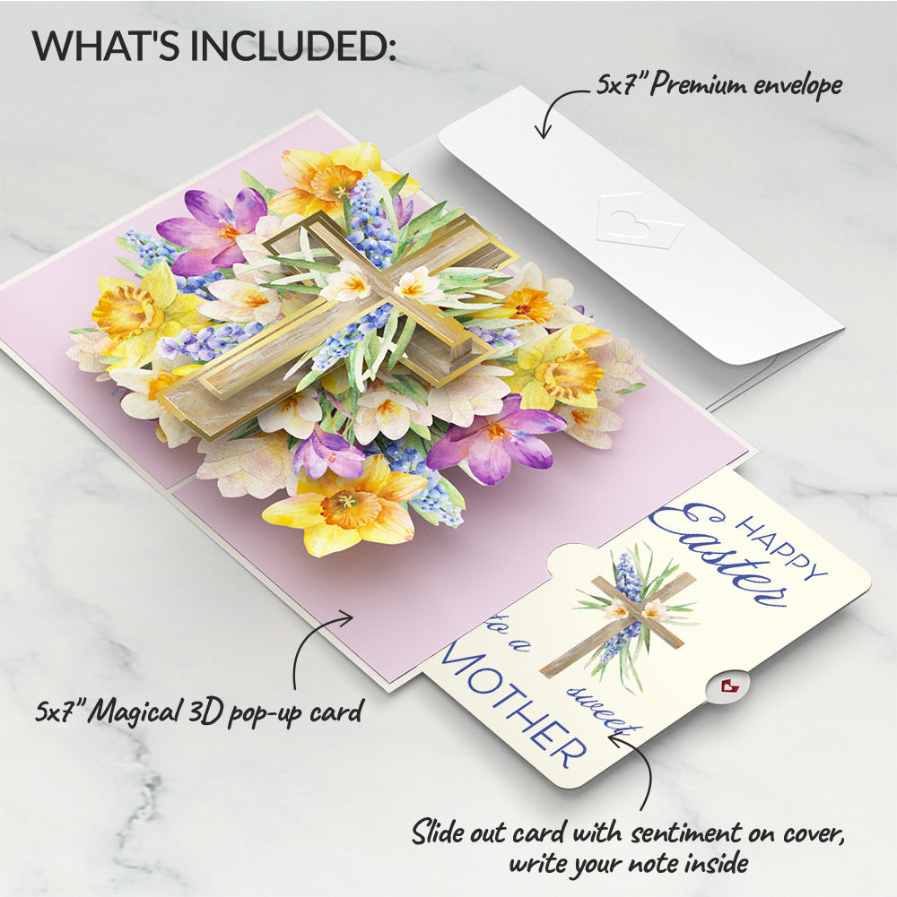 The Lord Bless You Floral Cross Easter Pop-Up Card and Wildflower Cross Grace Sentiment Set for Mom