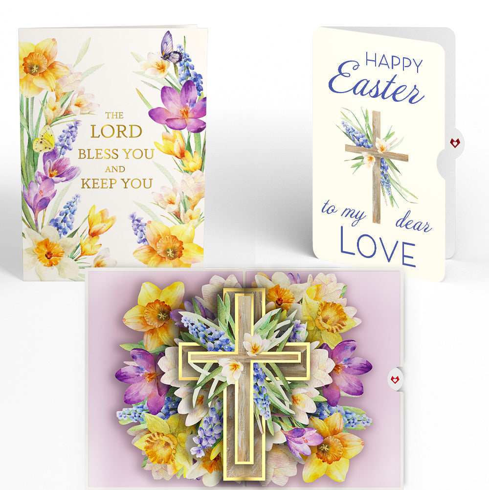 The Lord Bless You Floral Cross Easter Pop-Up Card and Sentiment Set for My Love