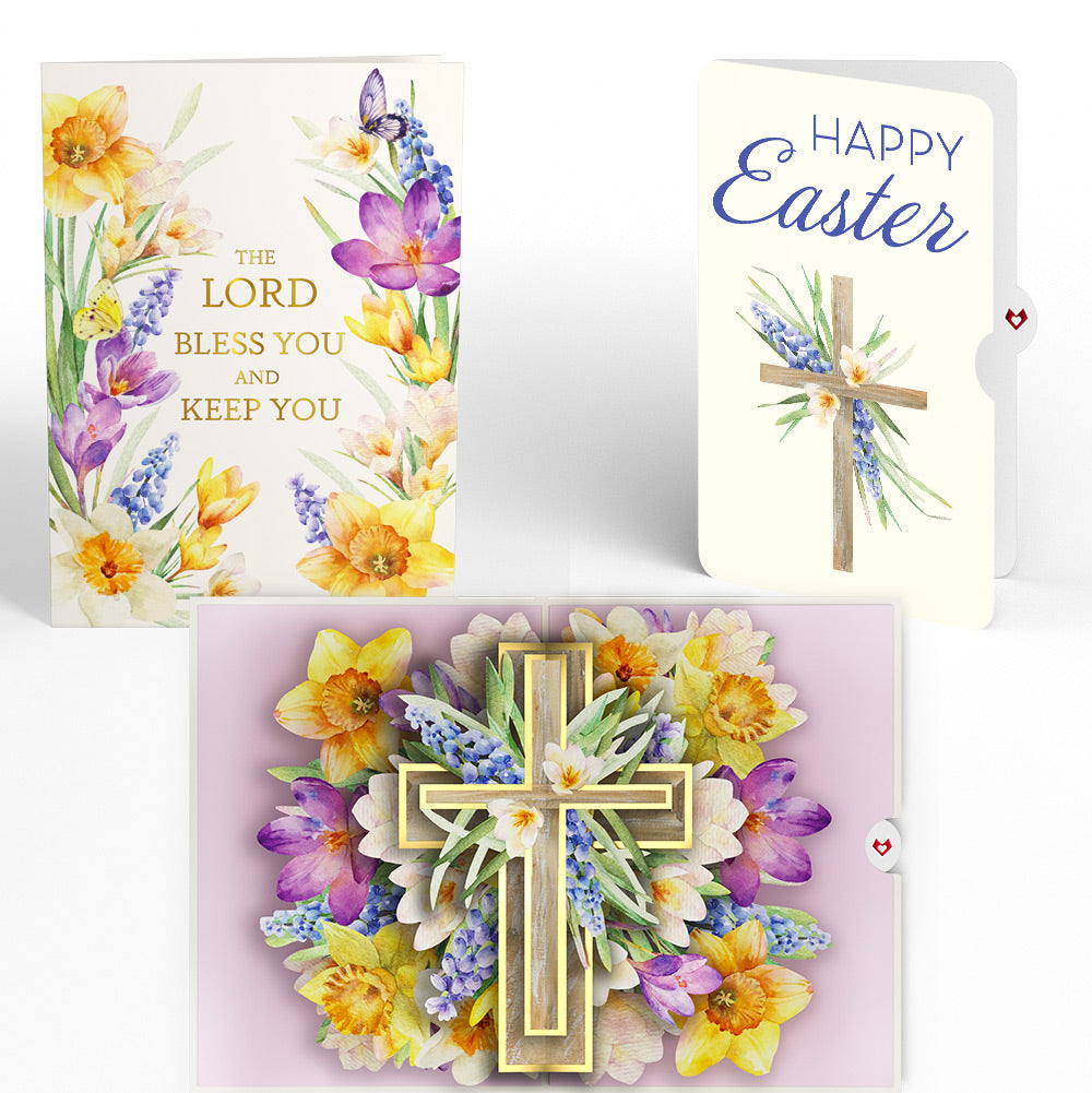 The Lord Bless You Floral Cross Easter Pop-Up Card and Wildflower Cross Grace Sentiment Set