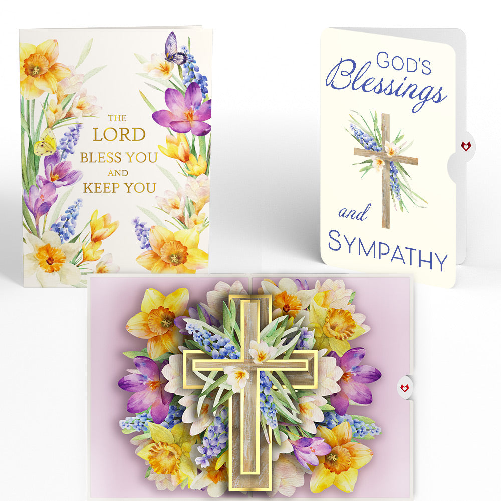 The Lord Bless You Floral Cross Sympathy Pop-Up Card and Sentiment Set