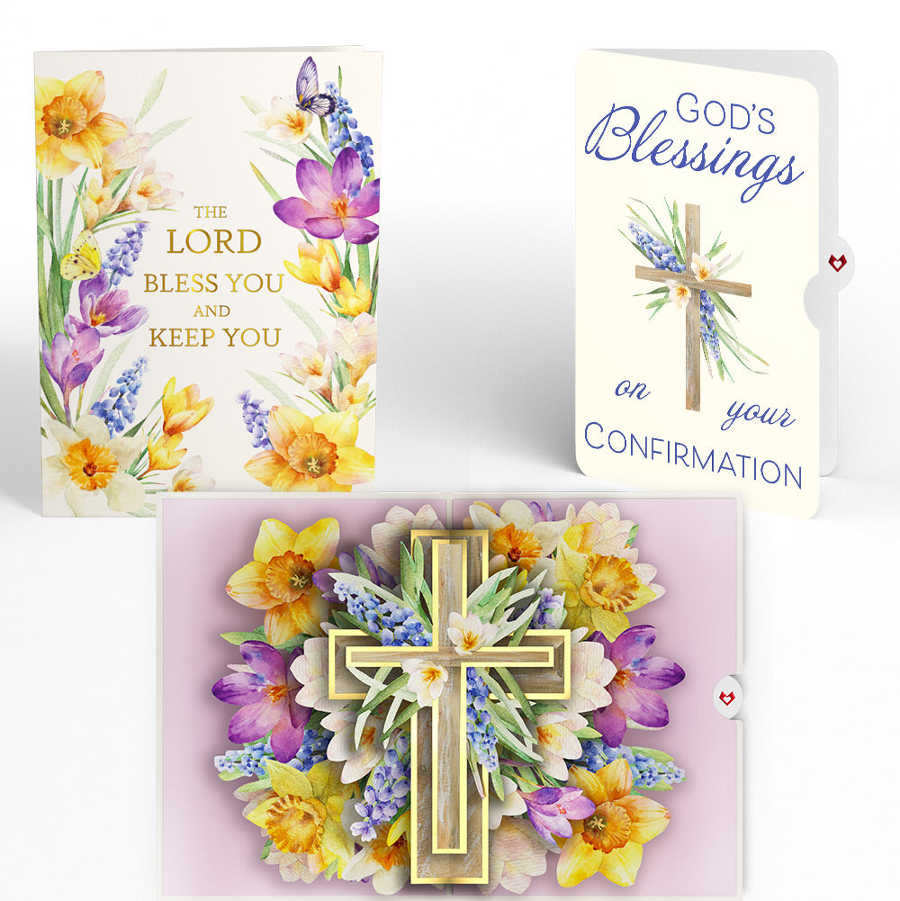 The Lord Bless You Floral Cross Confirmation Pop-Up Card and Sentiment Set