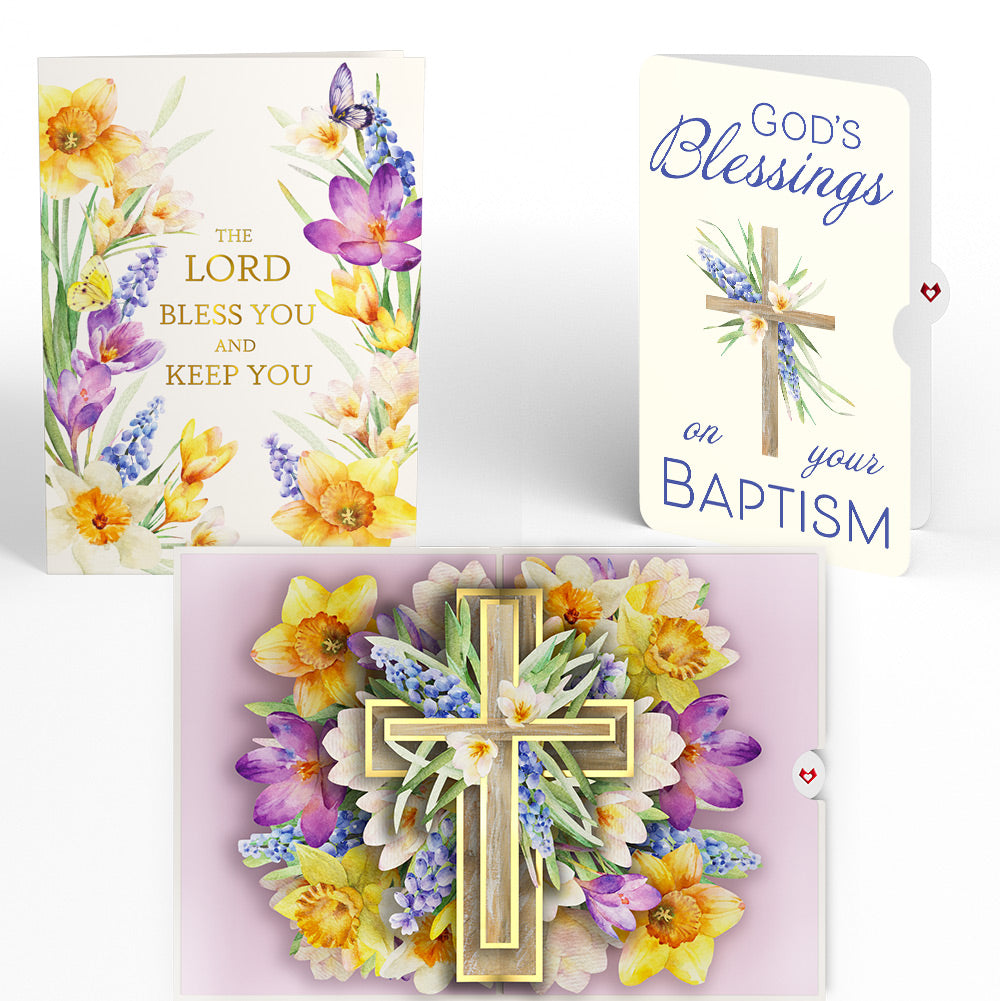 The Lord Bless You Floral Cross Baptism Pop-Up Card and Sentiment Set