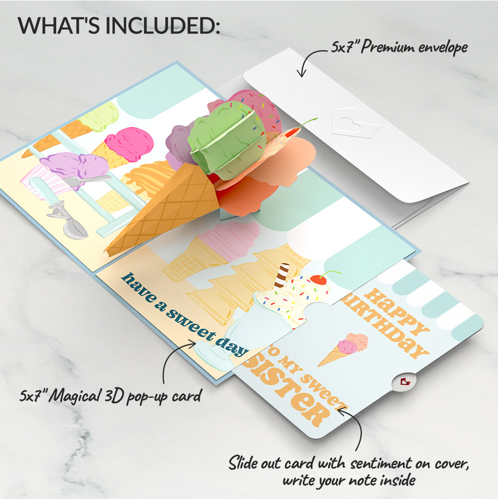 Sweet Day Ice Cream Birthday Pop-Up Card and Sentiment Set for Sister