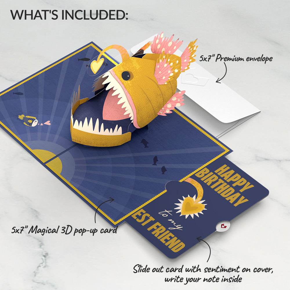You Are My Sunshine Anglerfish Birthday Pop-Up Card and Sentiment Set for Best Friend