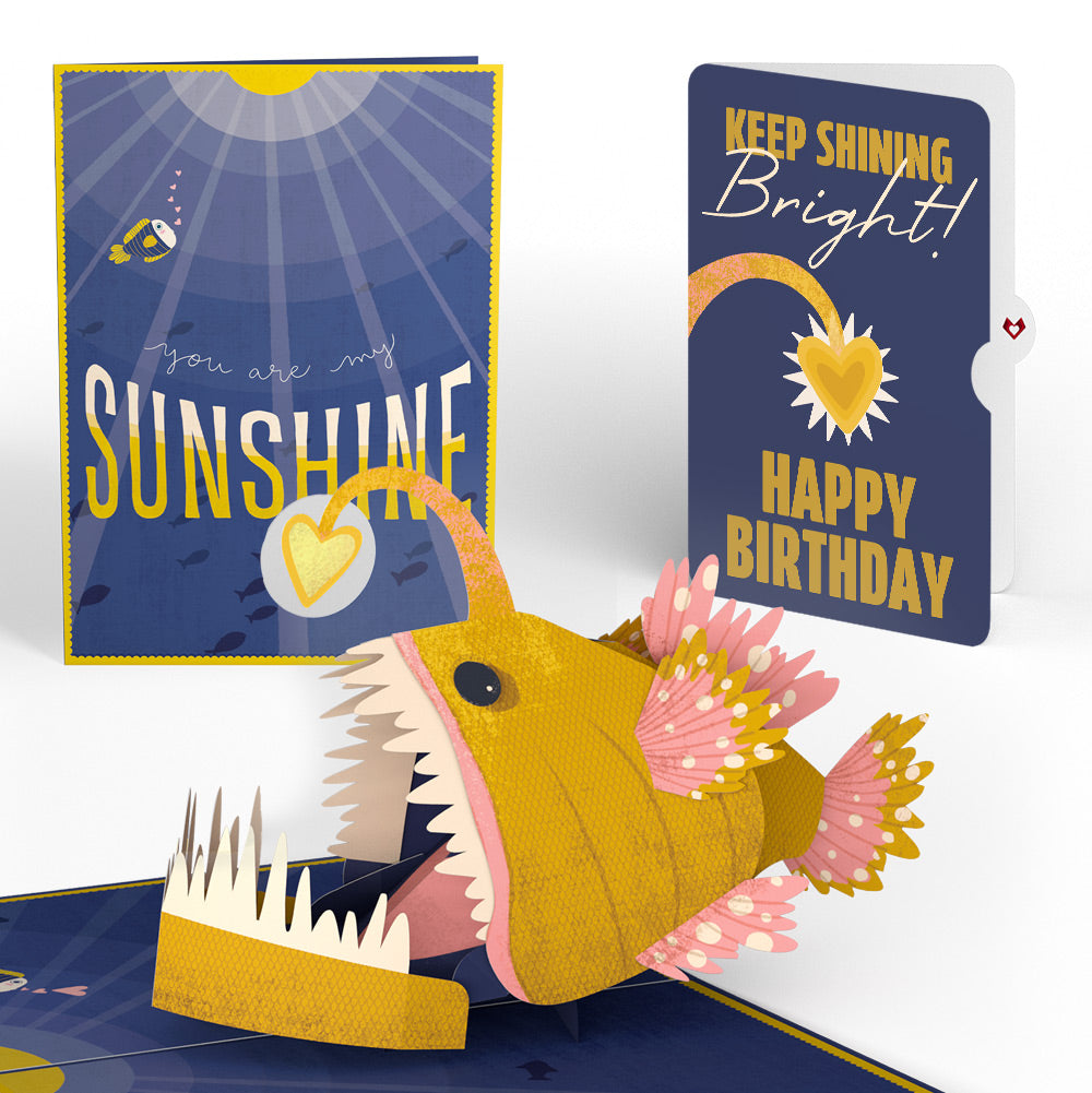 You Are My Sunshine Anglerfish Birthday Pop-Up Card and Sentiment Set for Kid