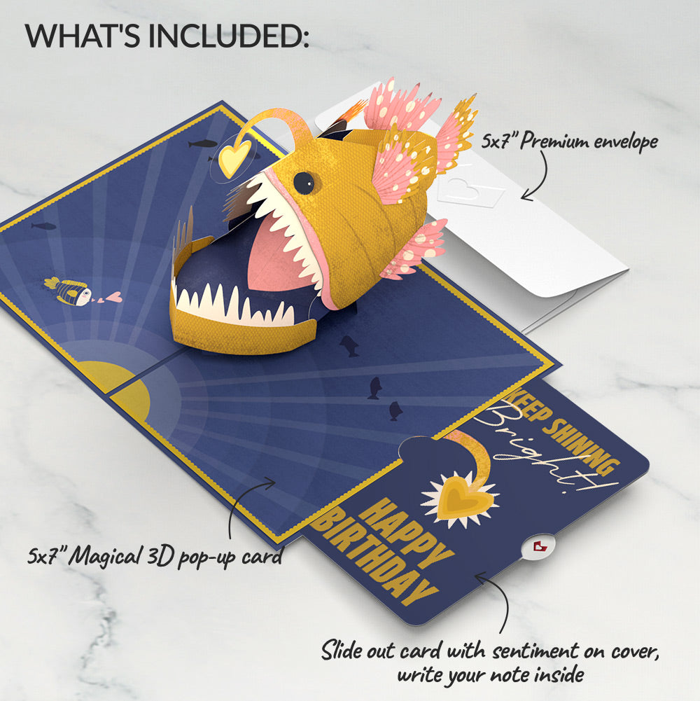 You Are My Sunshine Anglerfish Birthday Pop-Up Card and Sentiment Set for Kid