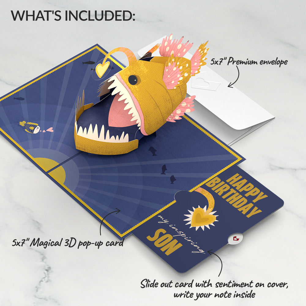 You Are My Sunshine Anglerfish Birthday Pop-Up Card and Sentiment Set for Son