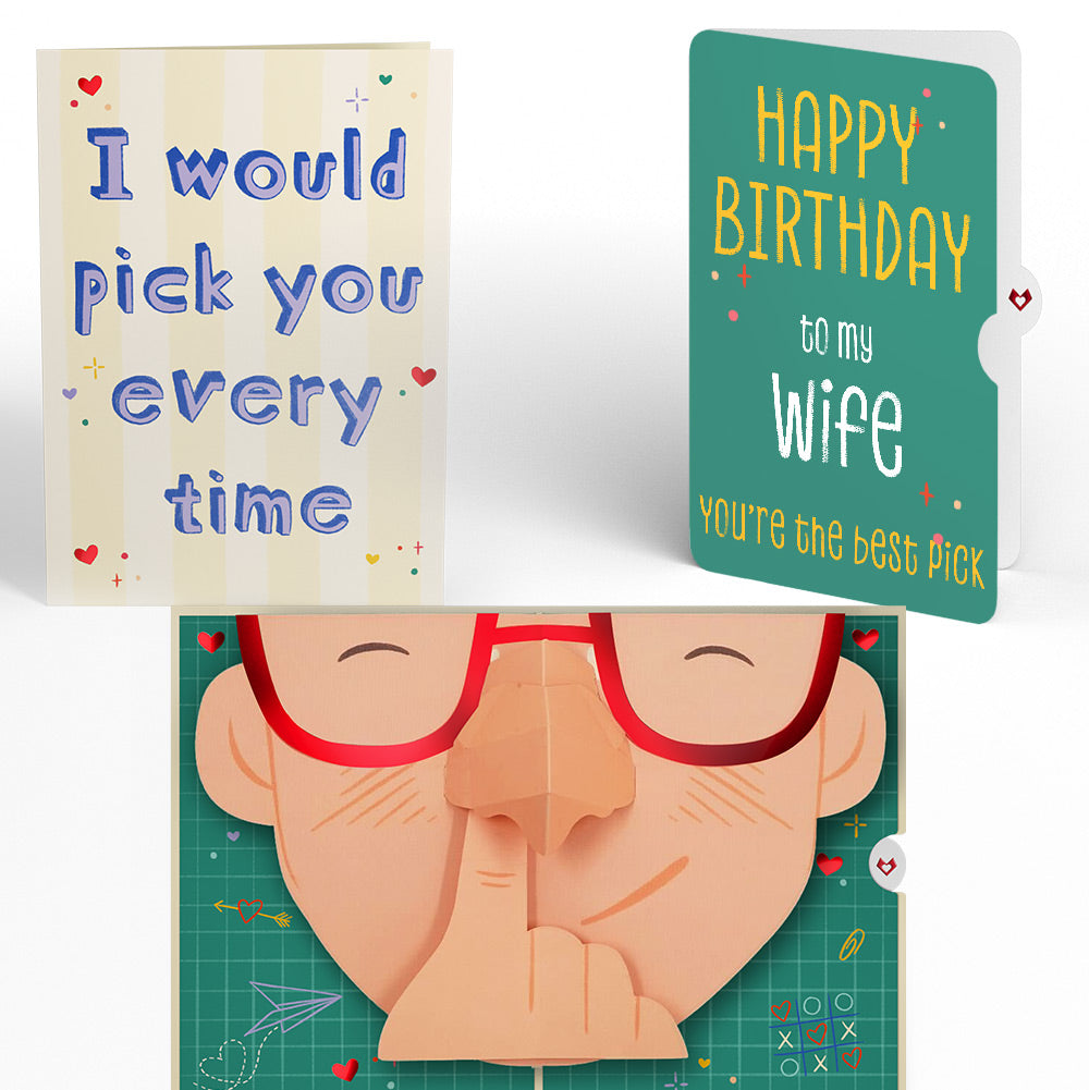 Pick You Every Time Birthday Pop-Up Card and Sentiment Set for Wife