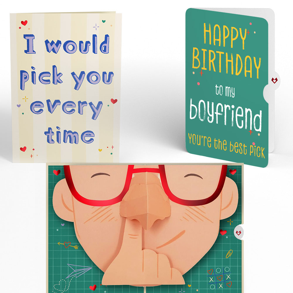 Pick You Every Time Birthday Pop-Up Card and Sentiment Set for Boyfriend