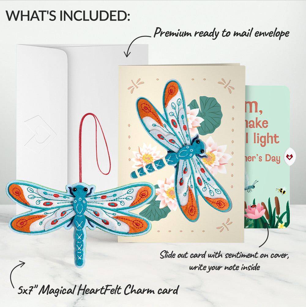 Peaceful Dragonfly Mother’s Day HeartFelt Charm Card™ and Sentiment Set for Mom
