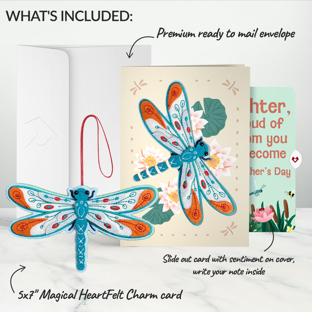 Peaceful Dragonfly Mother’s Day HeartFelt Charm Card™ and Sentiment Set for Daughter