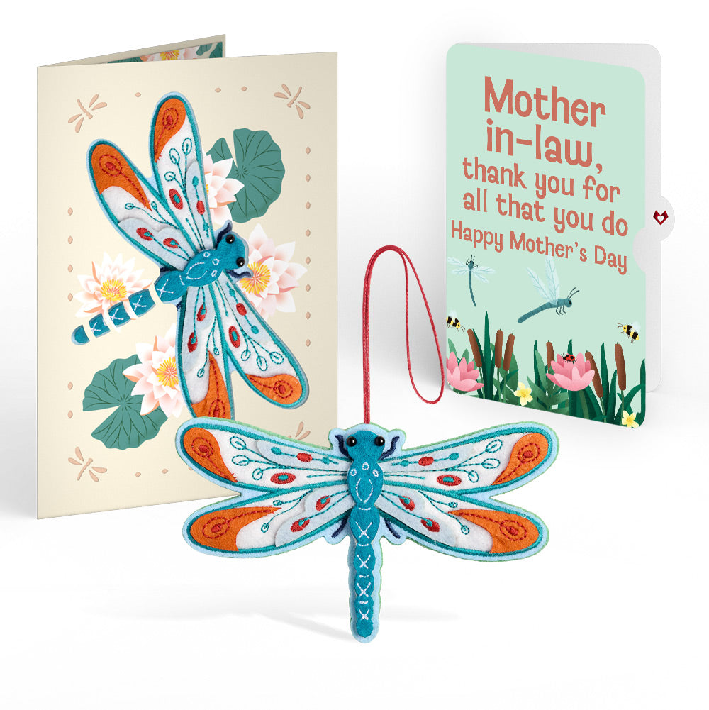 Peaceful Dragonfly Mother’s Day HeartFelt Charm Card™ and Sentiment Set for Mother-in-Law