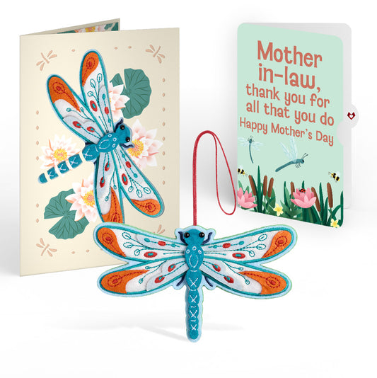 Peaceful Dragonfly Mother’s Day HeartFelt Charm Card™ and Sentiment Set for Mother-in-Law
