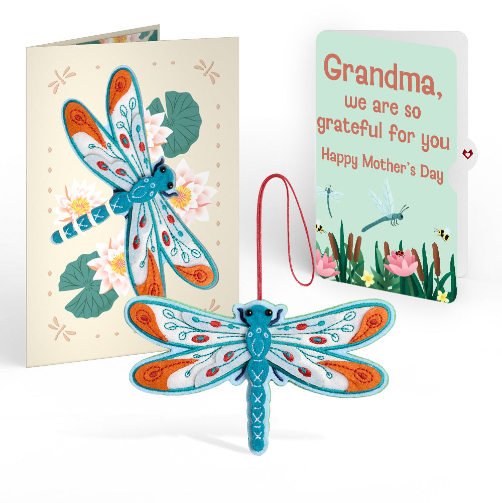 Peaceful Dragonfly Mother’s Day HeartFelt Charm Card™ and Sentiment Set for Grandmother