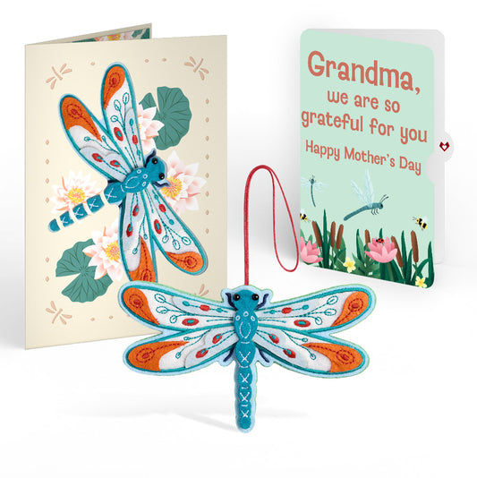 Peaceful Dragonfly Mother’s Day HeartFelt Charm Card™ and Sentiment Set for Grandmother