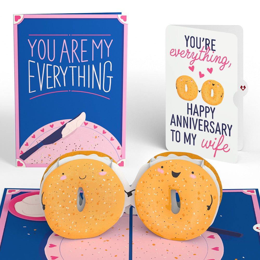 You Are My Everything Bagel Anniversary Pop-Up Card and Sentiment Set for Wife