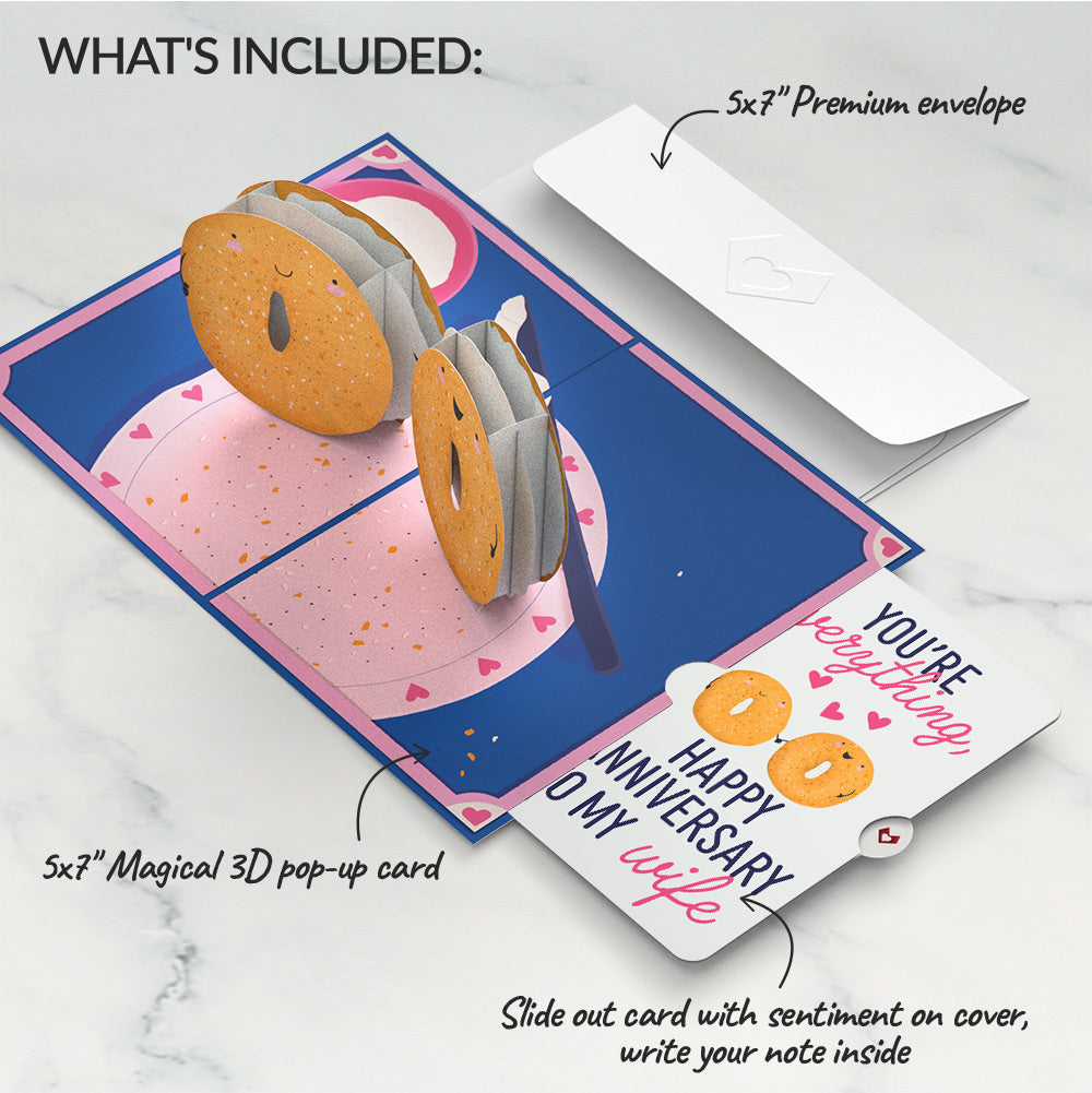 You Are My Everything Bagel Anniversary Pop-Up Card and Sentiment Set for Wife