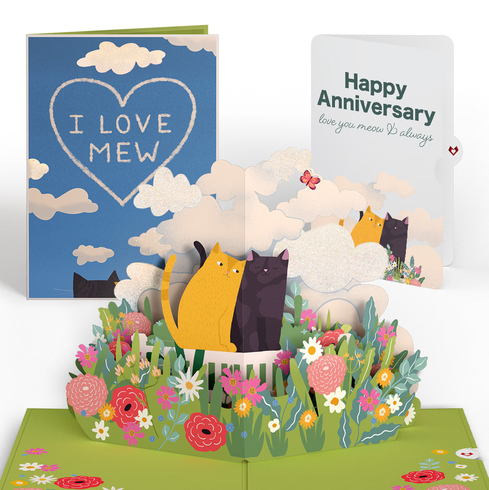 I Love Mew Cats Anniversary Pop-Up Card and Lovey Cats Love You Meow Sentiment Set