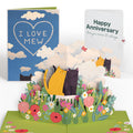 I Love Mew Cats Anniversary Pop-Up Card and Lovey Cats Love You Meow Sentiment Set