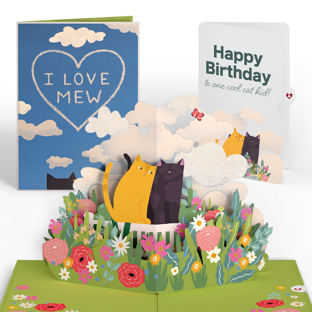 I Love Mew Cats Birthday Pop-Up Card and Sentiment Set for Kid