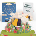 I Love Mew Cats Birthday Pop-Up Card and Sentiment Set for Wife