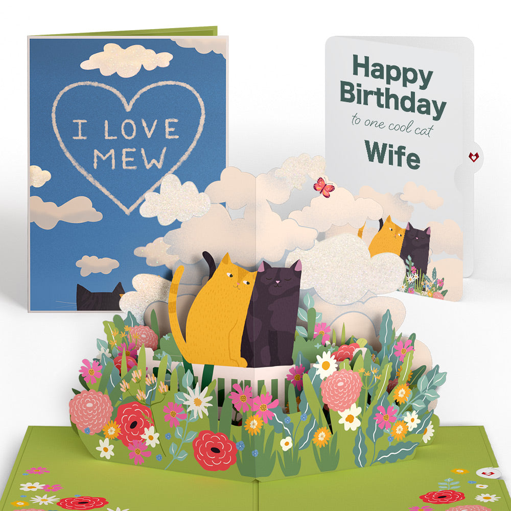 I Love Mew Cats Birthday Pop-Up Card and Sentiment Set for Wife