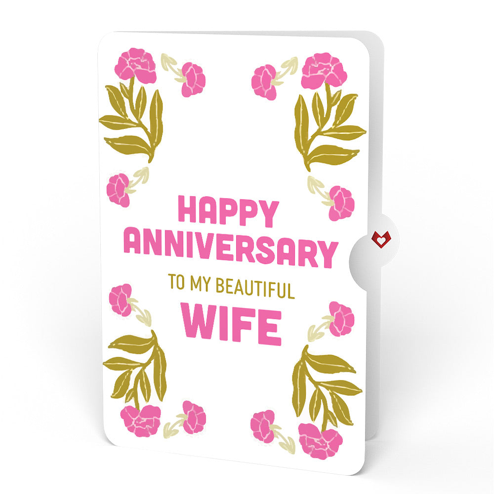 Vintage Floral Love You Heart Anniversary Pop-Up Card and Sentiment Set for Wife