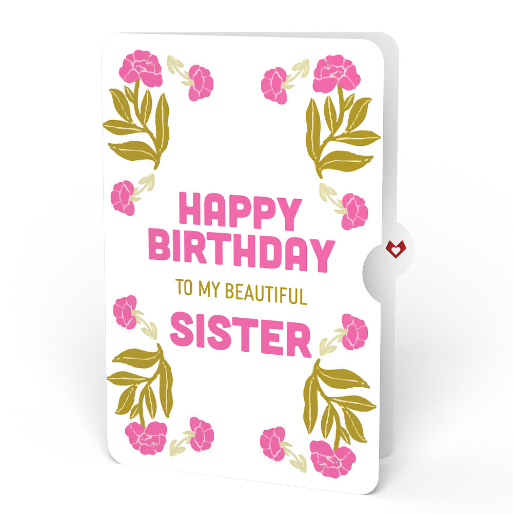 Vintage Floral Love You Heart Birthday Pop-Up Card and Sentiment Set for Sister