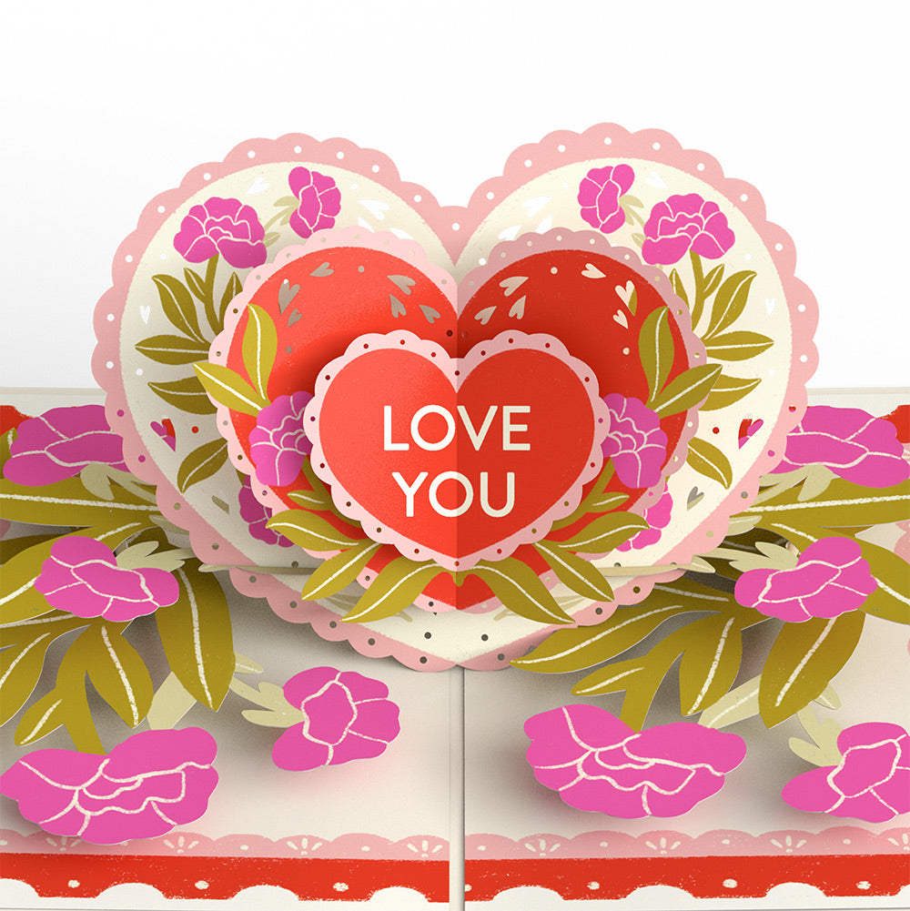 Vintage Floral Love You Heart Birthday Pop-Up Card and Sentiment Set for Best Friend