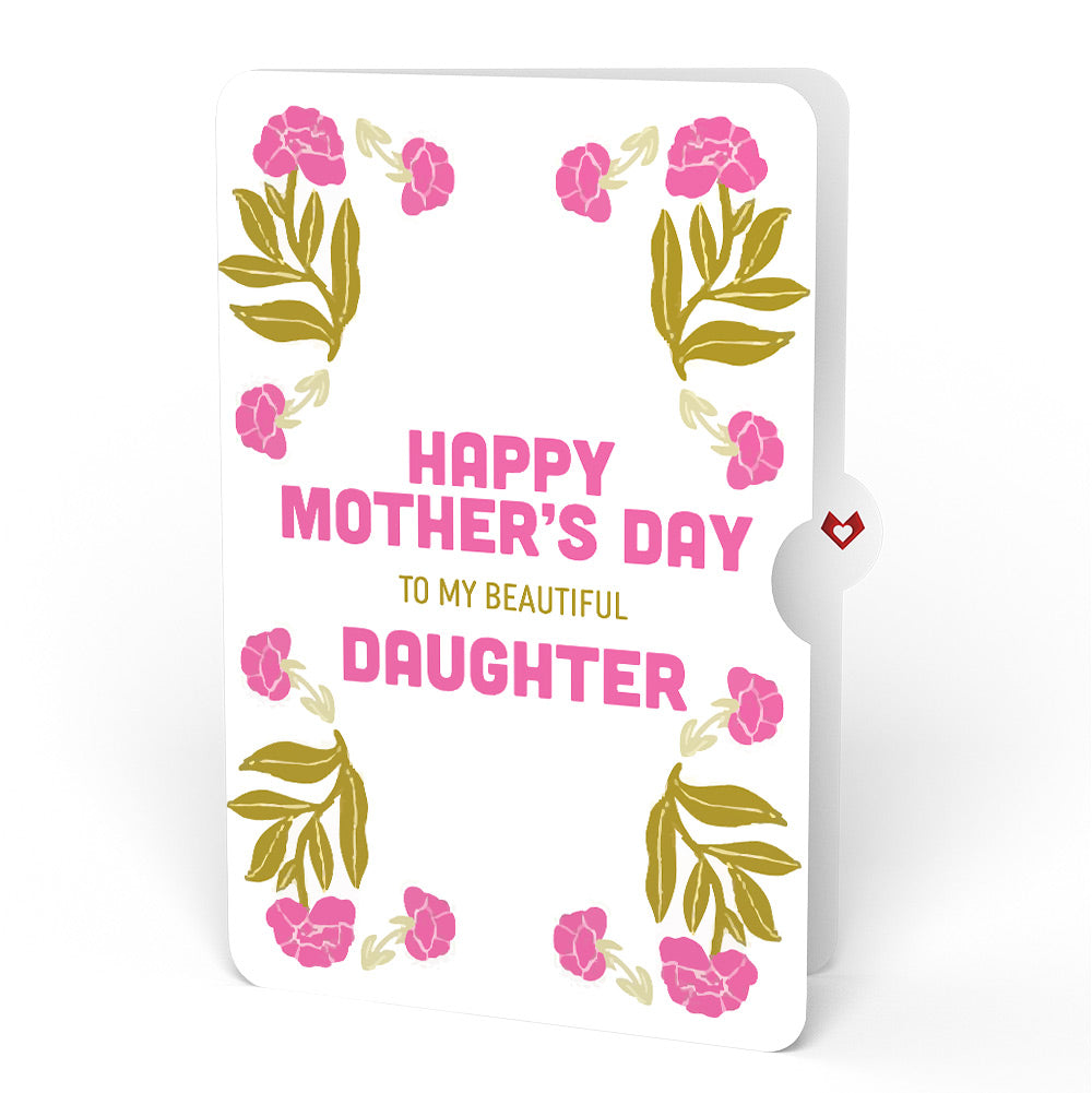 Vintage Floral Love You Heart Mother’s Day Pop-Up Card and Sentiment Set for Daughter