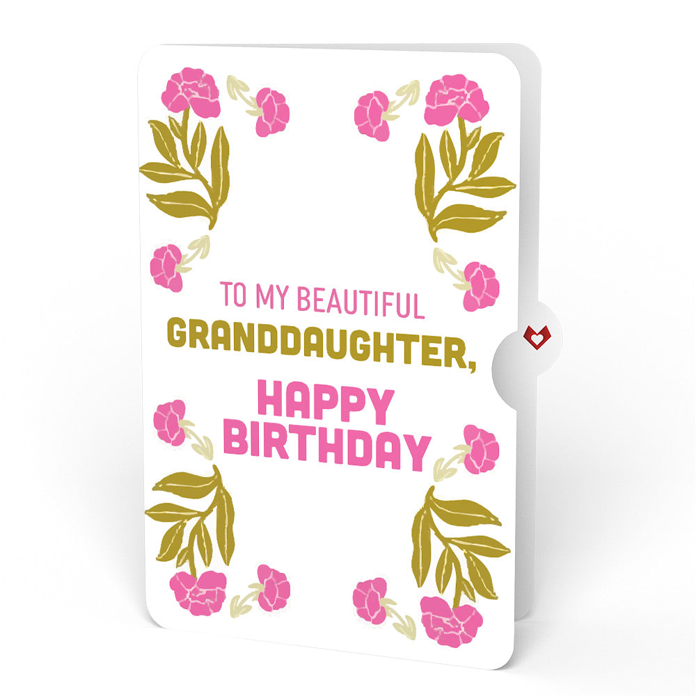 Vintage Floral Love You Heart Birthday Pop-Up Card and Sentiment Set for Granddaughter
