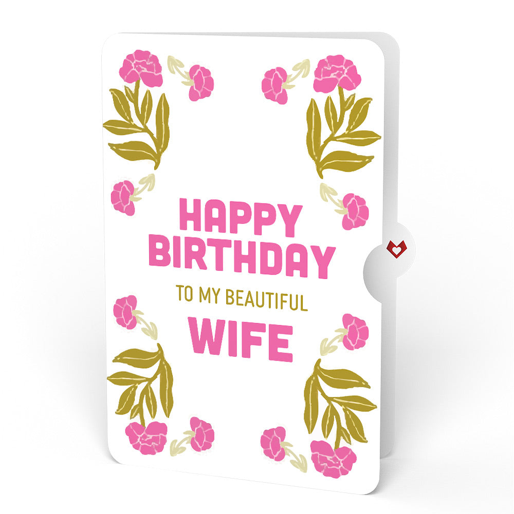 Vintage Floral Love You Heart Birthday Pop-Up Card and Sentiment Set for Wife