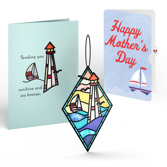 Sunshine and Sea Breezes Lighthouse Mother’s Day Suncatcher Card and Sentiment Set for Mom