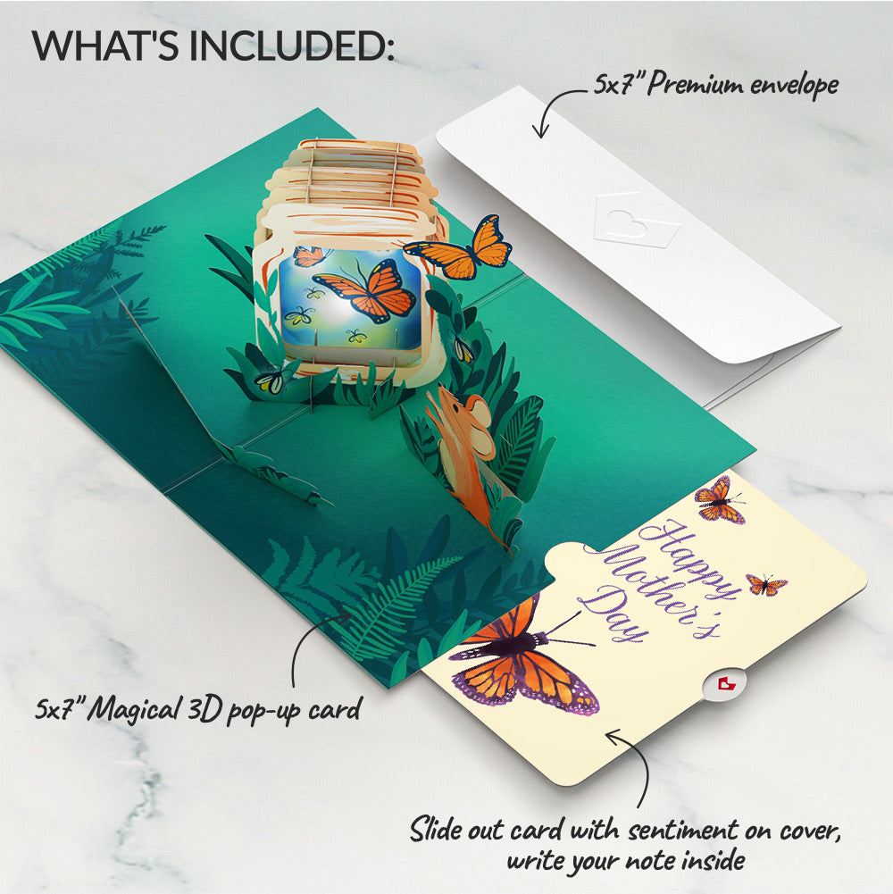 Thinking of You Butterfly Jar Mother’s Day Light-Up Pop-Up Card and Sentiment Set for Mom