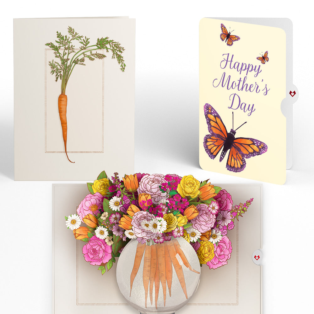 Blooming Carrot Bouquet Mother’s Day Pop-Up Card and Sentiment Set for Mom