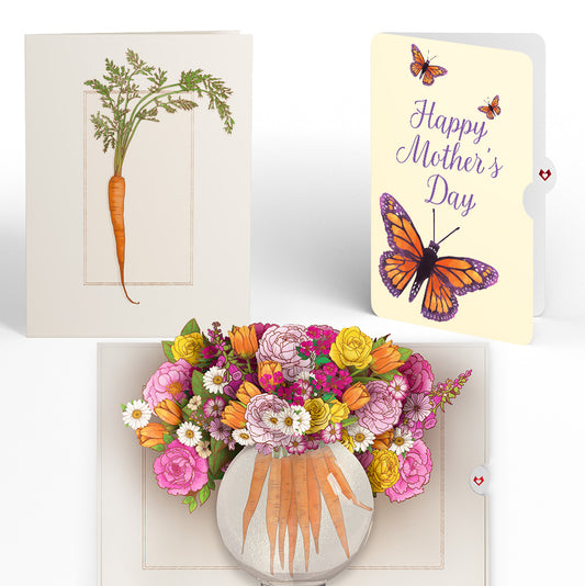 Blooming Carrot Bouquet Mother’s Day Pop-Up Card and Sentiment Set for Mom