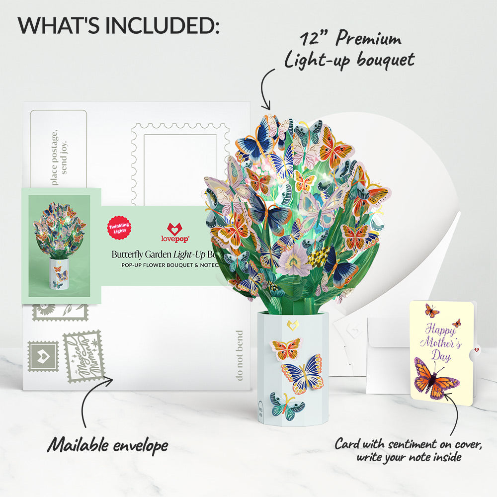 Butterfly Garden Mother’s Day Light-Up Bouquet and Sentiment Set for Mom