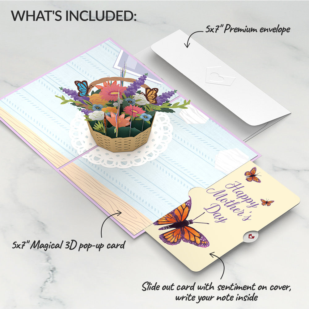 Flower Basket Mother’s Day Pop-Up Card and Sentiment Set for Mom