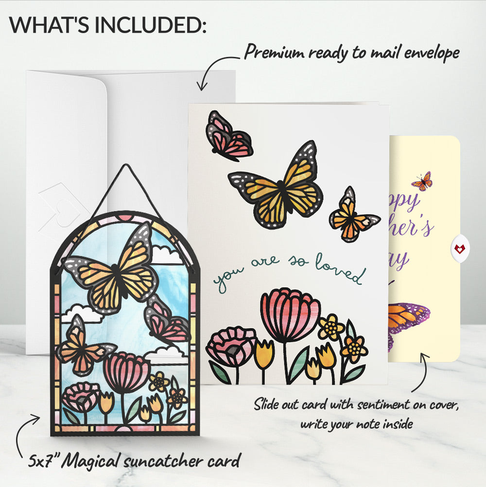 You Are So Loved Butterflies Mother’s Day Suncatcher Card and Sentiment Set for Mom