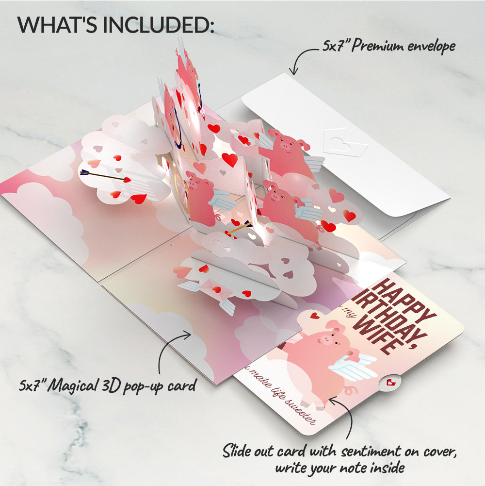 Hogs and Kisses Birthday Music and Lights Pop-Up Card and Sentiment Set for Wife