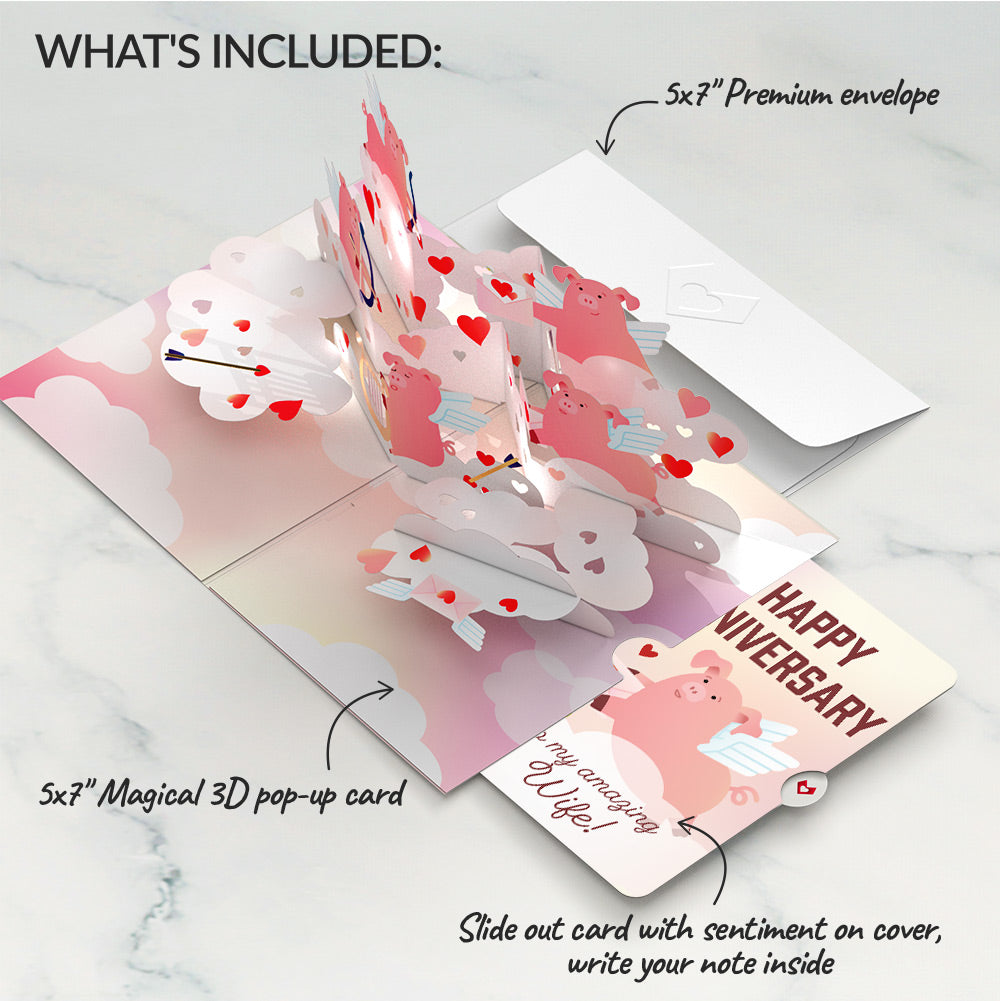 Hogs and Kisses Anniversary Music and Lights Pop-Up Card and Sentiment Set for Wife
