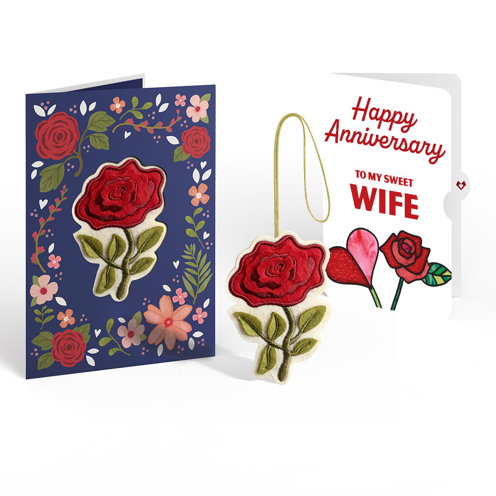 Everlasting Rose Anniversary HeartFelt Charm Card™ and Sentiment Set for Wife