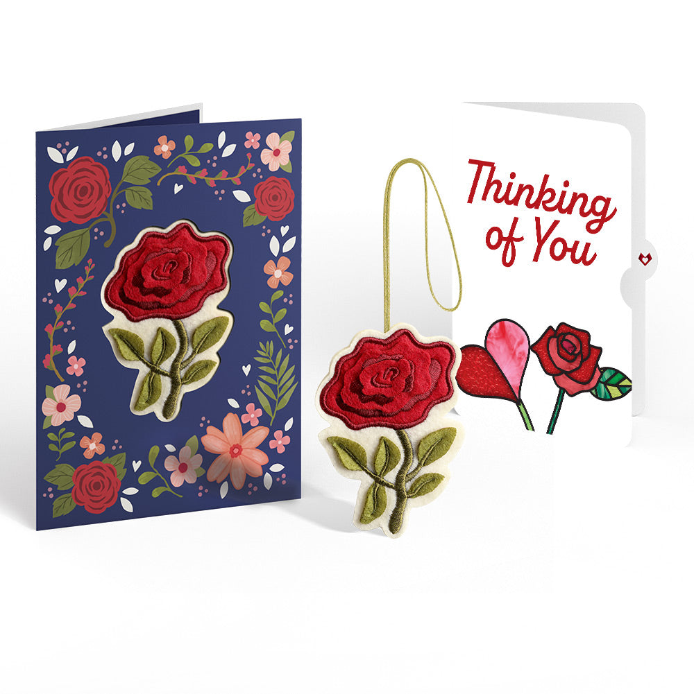 Everlasting Rose Thinking of You HeartFelt Charm Card™ and Sentiment Set
