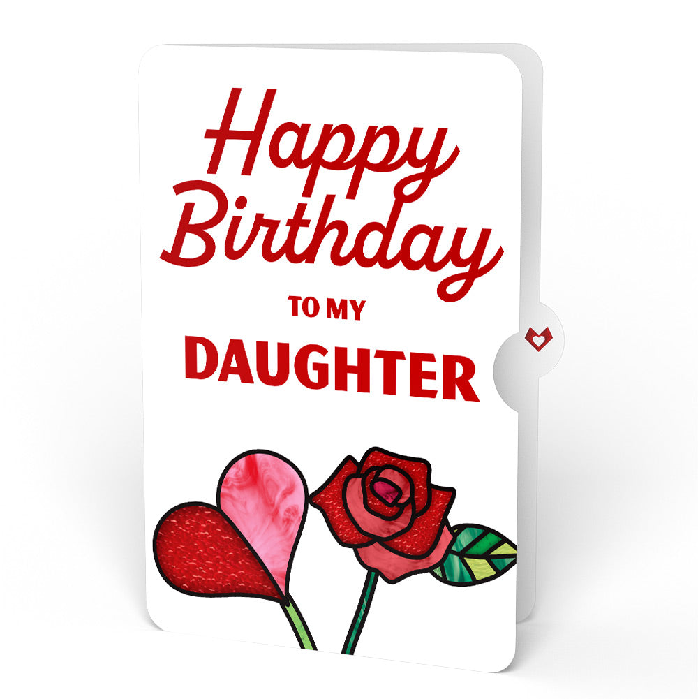 Everlasting Rose Birthday HeartFelt Charm Card™ and Sentiment Set for Daughter