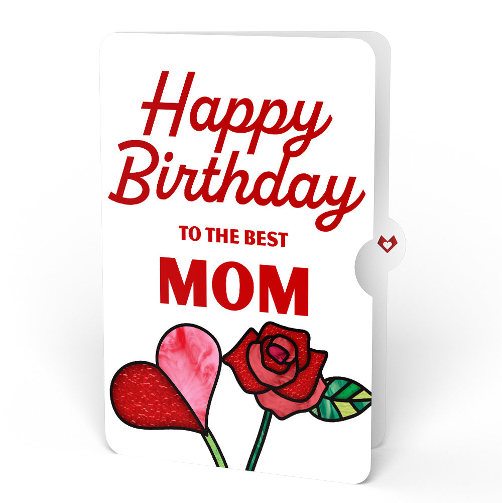 Everlasting Rose Birthday HeartFelt Charm Card™ and Rose Heart Bloom Sentiment Set for Mom