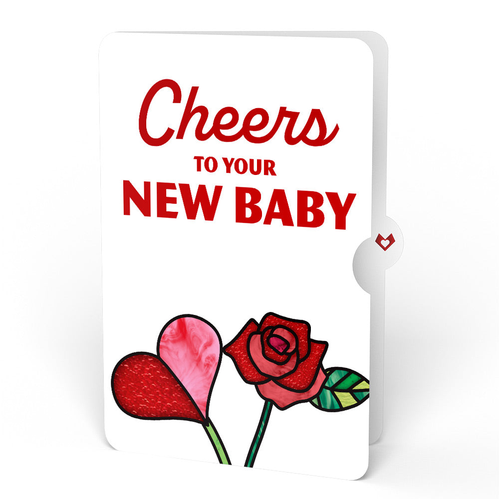Everlasting Rose New Baby HeartFelt Charm Card™ and Sentiment Set for Parent
